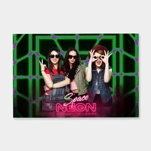 Space Neon Grid - Purple+Green - GIF